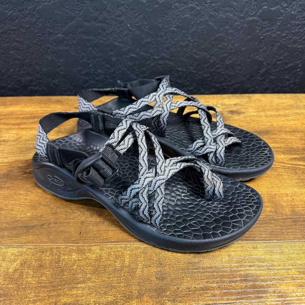 Chaco Z/Cloud X2 J105182 Black White Polyester Sport Sandals Womens Size 8